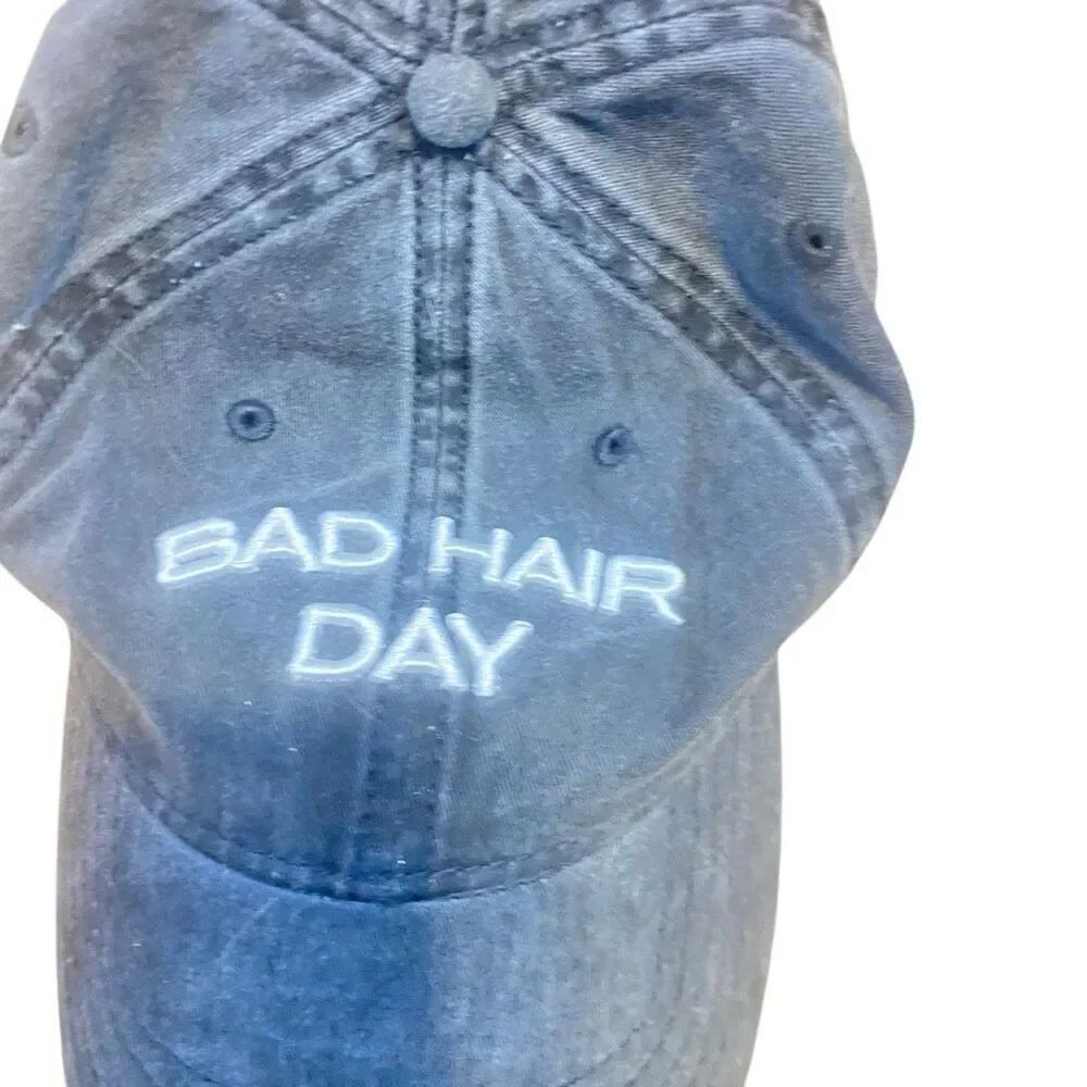 Bad Hair day baseball hat adjustable washed out black color one size fits most